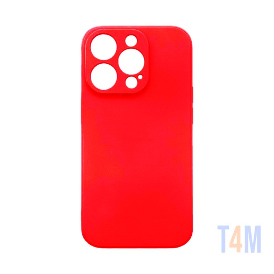 Capa de Silicone com Moldura de Câmera para Apple iPhone 14 Pro Vermelho